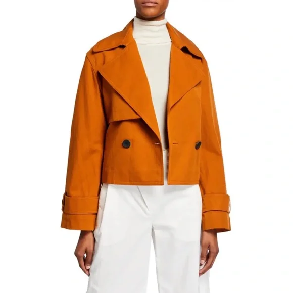 VINCE • Dark Sienna Cropped Linen-Cotton Jacket, S - Picture 13 of 16